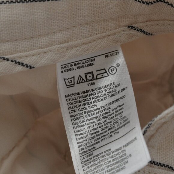 Banana Republic High Rise Linen Cream/Navy Striped Pants Sz 8 - Picture 8 of 8